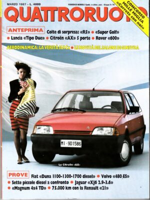 Quattroruote n. 377 Marzo 1987 - Volvo 480 ES, Jaguar XJ6, Magnum 4x4 TD