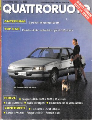 Quattroruote n. 385 Novembre 1987 - Peugeot 405, Isuzu Trooper, Lada Samara