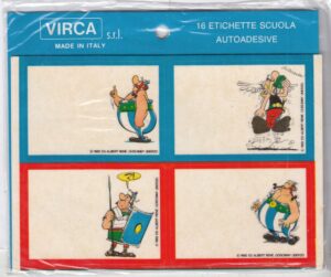 ASTERIX E OBELIX: n. 16 ETICHETTE SCUOLA AUTOADESIVE anni '80. Virca