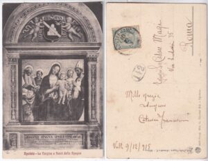 Cartolina Spoleto LA VERGINE E SANTI DELLO SPAGNA - Viaggiata