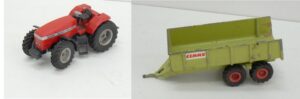 Lotto Trattore Massey Ferguson 9240 + Rimorchio Claas INCOMPLETI. Siku