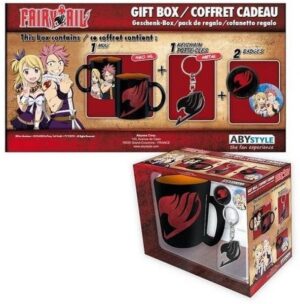 ABYstyle - FAIRY TAIL - Confezione di tazza + portachiavi + "Fairy Tail" pins