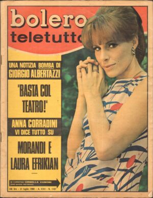 Rivista Bolero Teletutto n. 1107 del 21 Luglio 1968 - In copertina Ornella Vanoni