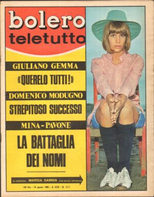 Rivista Bolero Teletutto n. 1111 del 18 Agosto 1968 - In copertina Marisa Sannia