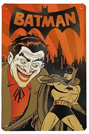 BATMAN: Targa Metallo con rilievo DC Comics - Batman - Joker with Batman LOGOSHIRT