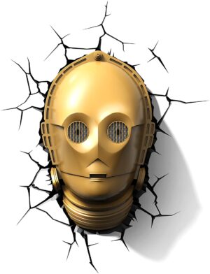 STAR WARS: C-3PO Lampada da Parete - Luce a LED con Timer, Multicolore, 3D Lighting Innovation