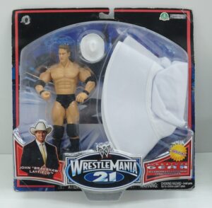 WWF John Bradshaw LAYFIELD + Cappello. Authentic Wrestling Wrestle Mania 21. Action Figure Giochi Preziosi