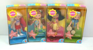 Barbie - Shelly Sun Fun: Kerstie, Maria, Tommy, Kayla. Set Completo n. 4 Doll Bambole cm 10. MATTEL anno 2003