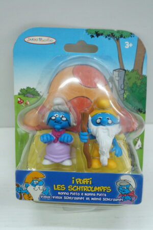 I Puffi – The Smurfs: Nonno Puffo e Nonna Puffa. Coppia Personaggi 6 cm. Jakks - Giochi Preziosi