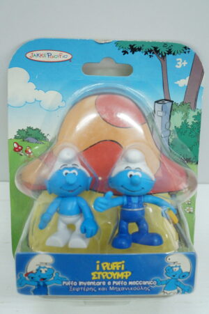 I Puffi – The Smurfs: Puffo Inventore e Puffo Meccanico. Coppia Personaggi 6 cm. Jakks - Giochi Preziosi