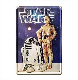 STAR WARS: Targa Metallo con rileivo vintage R2-D2 & C-3PO Droids Guerre Stellari LOGOSHIRT