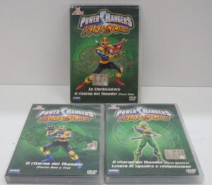 Power  Rangers NinjaStorm il Ritorno dei Thunder 1, 2, 3, 4 DVD in Italiano Versione da edicola Lo Sforbiciatore, Lavoro di Squadra e  Competizione