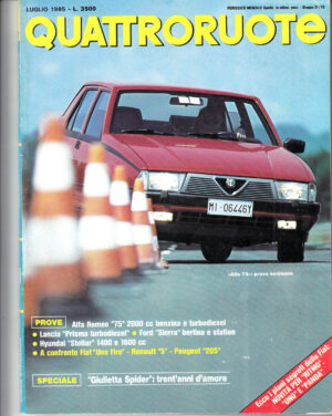 Quattroruote n. 357 Luglio 1985 - Alfa Romeo 75, Lancia Prisma, Ford Sierra, Hyundai