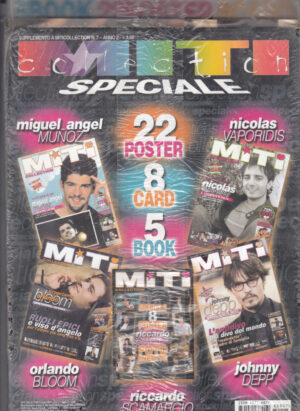 Rivista Magazine Miti Collection Raccolta 5 Book, 22 Poster, 8 Card. In Copertina Orlando Bloom, Vaporidis, Jonny Depp