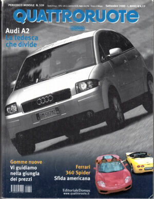 Quattroruote n. 539 Settembre 2000 - Audi A2, Jeep Grand Cherokee, Ford Galaxy