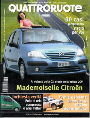 Quattroruote n. 558 Aprile 2002 - Land Rover Range, Renault Clio, Nissan Primera