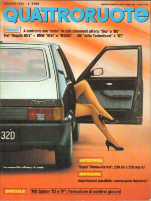 Quattroruote n. 356 Giugno 1985 - Fiat Regata 85s, BMW 518I M535i, VW Turbodiesel