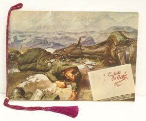 Calendario Lancieri di Milano al Fronte Greco e Jugoslavo Anno 1941. Con Cordoncino Originale