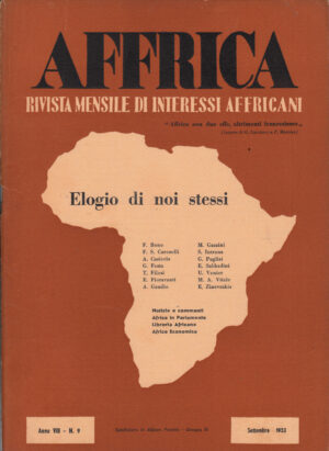 AFFRICA. Rivista Mensile di Interessi Affricani anno VIII n. 9 - Settembre 1953. ed. Istituto Italiano per l'Affrica