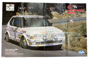 Poster n.51-52  Fiat Ritmo Abarth 130 gr.A scuderia grifone Campioni Italiani 1984 Rombo 54x84 cm