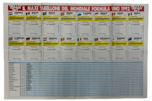 Poster Tabellone Gare e Mondiale Formula Uno 1992 Autosprint 53x80 cm