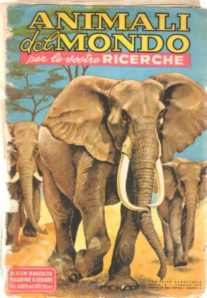 Album figurine Animali del Mondo, Album dell’Arte- Milano. da Recupero. Non Completo con 190 figurine attaccate su 356
