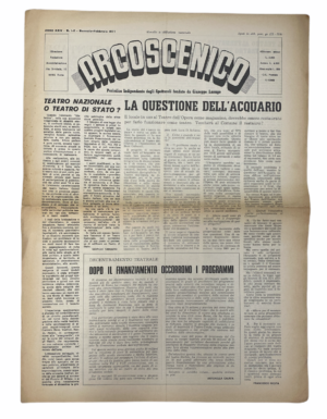 Rivista ARCOSCENICO n.1-2 Gennaio-Febbraio 1977 Giornale degli Spettacoli