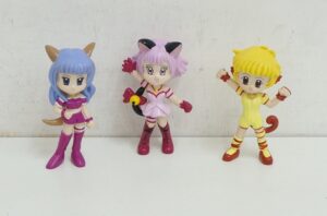 Lotto n. 3 Personaggi di Tokyo Mew Mew: Zakuro Fujiwara, Ichigo Momomiya, Pudding Fong. Originali