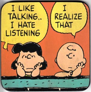 Sottobicchiere in Sughero Peanuts - Charlie Brown & Lucy, Talking. Coaster. Logoshirt