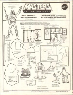 MOTU Masters of The Universe Instructions Castle Grayskull, Istruzioni Castello del Teschio Grigio.  1981 Mattel