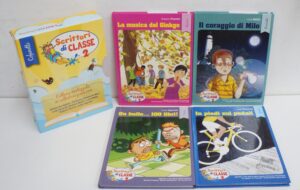 Scrittori di Classe 2. Cofanetto con n. 4 libri di Sgardoli, Garlando, Piumini, Mattia ed. Conad (Un bullo... 100 libri! - In piedi sui pedali - La musica del Ginkgo - Il coraggio di Milo)