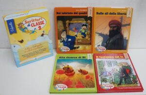 Scrittori di Classe 2. Cofanetto con n. 4 libri di Bordiglioni, Bruno, De Mari, Masini ed. Conad (Nel labirinto dei quadri - Sulle ali della liberta' - Alla ricerca di Bi - Il Fantasma sei tu)