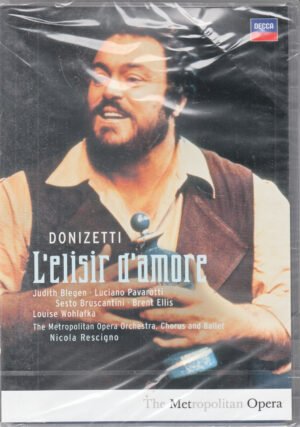 L'elisir d'amore di Donizetti con Luciano Pavarotti. Metropolitan Opera Orchestra. DVD NTSC (No PAL) in Inglese. Decca