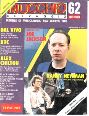 Rivista Mucchio Selvaggio n. 62 - Marzo 1983. In copertina Joe Jackson, Randy Newman