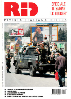Rivista Italiano Difesa RID n. 8 - Agosto 2005. In copertina pick-up esercito libanese