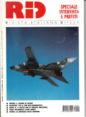 Rivista Italiano Difesa RID n. 9 - Settembre 1994. In copertina Tornado con bombe laser