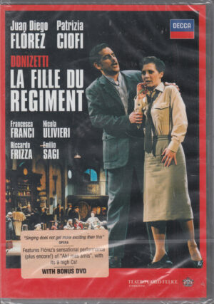 La Fille Du Regiment di Donizetti con Juan Diego Florez. DVD Edizione Stati Uniti NTSC Regione 0, Lingua Inglese
