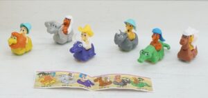Kinder Sorpresa: Animali portatori K99 n. 72, 73, 74, 75, 76, 77. Collezione anno 1998. Ferrero