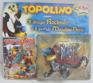 Topolino n. 2686 con il drago Rocknar e il perfido Macchia Nera. Action Figure cm 15. Walt Disney