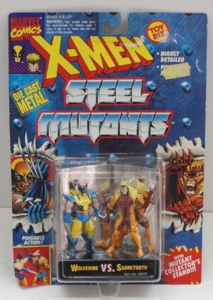 X-Men Steel Mutants. Wolverine Vs. Sabretooth. Die Cast Metal. Marvel Comics Figure cm 7. Toy Biz