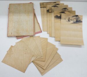 Set di Carta e Buste da lettera in Bambù. Cofanetto con n. 9 buste e 9 foglietti. Vintage