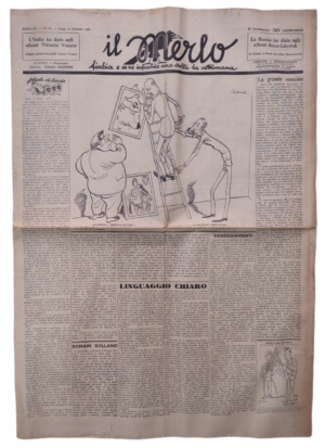 Il Merlo. Rivista satirica clandestina fascista edita in Francia. Parigi 16 Febbraio 1936. Il Merlo. Fischia e se ne infischia una volta la settimana