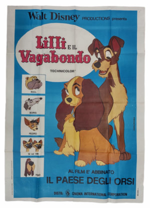 Lilli e il Vagabondo Locandina Cinema originale, Anno 1975. Walt Disney (Lady and the Tramp) 140x100cm