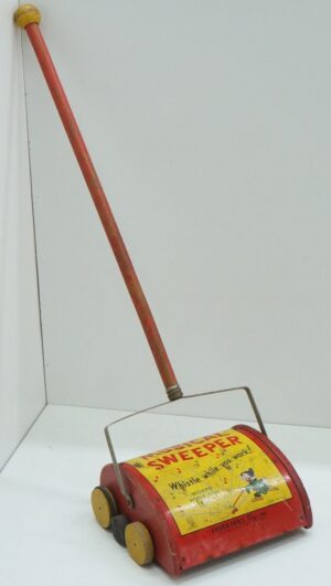 Disney Musical Sweeper "Whistle while you work" (PARZIALMENTE FUNZIONANTE) Spazza pavimenti Vintage anni '50. Fisher Price Toy