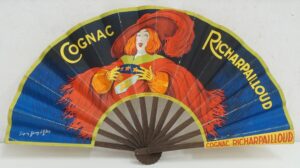Ventaglio pubblicitario in carta Richarpailloud Cognac Francese - Vintage anni '20 - Chambrelent Eventailliste