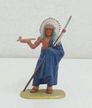 Elastolin – Capo Indiano Capo Tribù con pipa della pace – Indian chief Figure cm 8