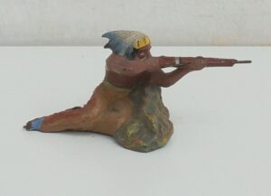 Elastolin – Indiano con fucile dietro le rocce – Indian Braves Figure cm 5