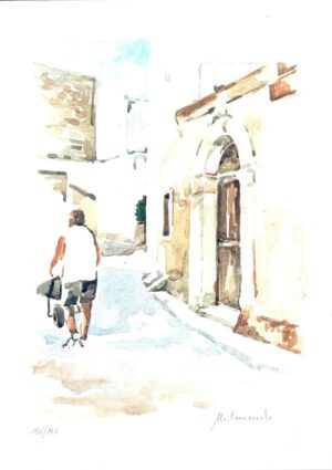 Vicolo - Litografia di Maria Ermando cm 25x35 - Esemplare in Edizione Limitata e Numerata