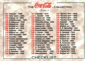 Card The Coca-Cola Collection - Series 2 USA n. 200 - Checklist - Trivia Card 1994 ed. Marketed