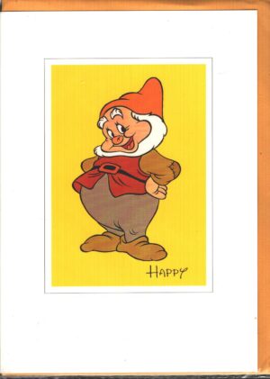Walt Disney - Gongolo Happy - Biancaneve e i sette nani (1937) - Cartolina Biglietto ed. The Art Group